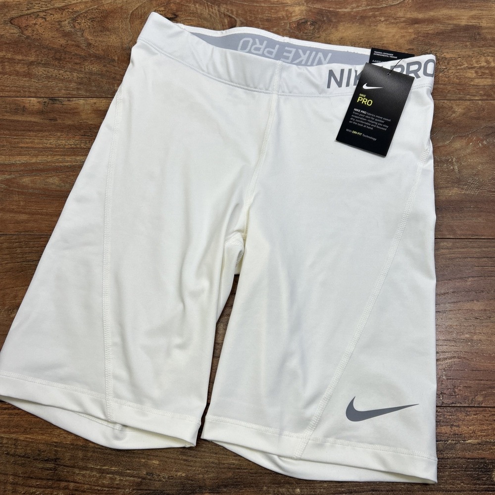 Nike Pro Women Dri-Fit Spandex Activewear White Compression Shorts Size M NWT